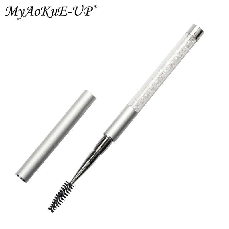 image-Rhinestone Lash Brush Reusable Eyelash Brushes Mascara Wand Applicator Eyelash Extension Makeup Tool