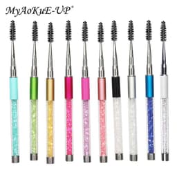 image-Rhinestone Lash Brush Reusable Eyelash Brushes Mascara Wand Applicator Eyelash Extension Makeup Tool