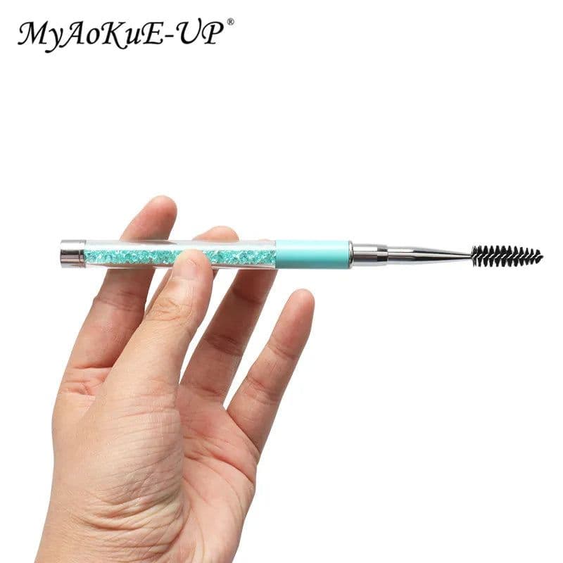 image-Rhinestone Lash Brush Reusable Eyelash Brushes Mascara Wand Applicator Eyelash Extension Makeup Tool