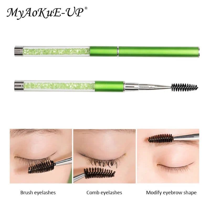 image-Rhinestone Lash Brush Reusable Eyelash Brushes Mascara Wand Applicator Eyelash Extension Makeup Tool