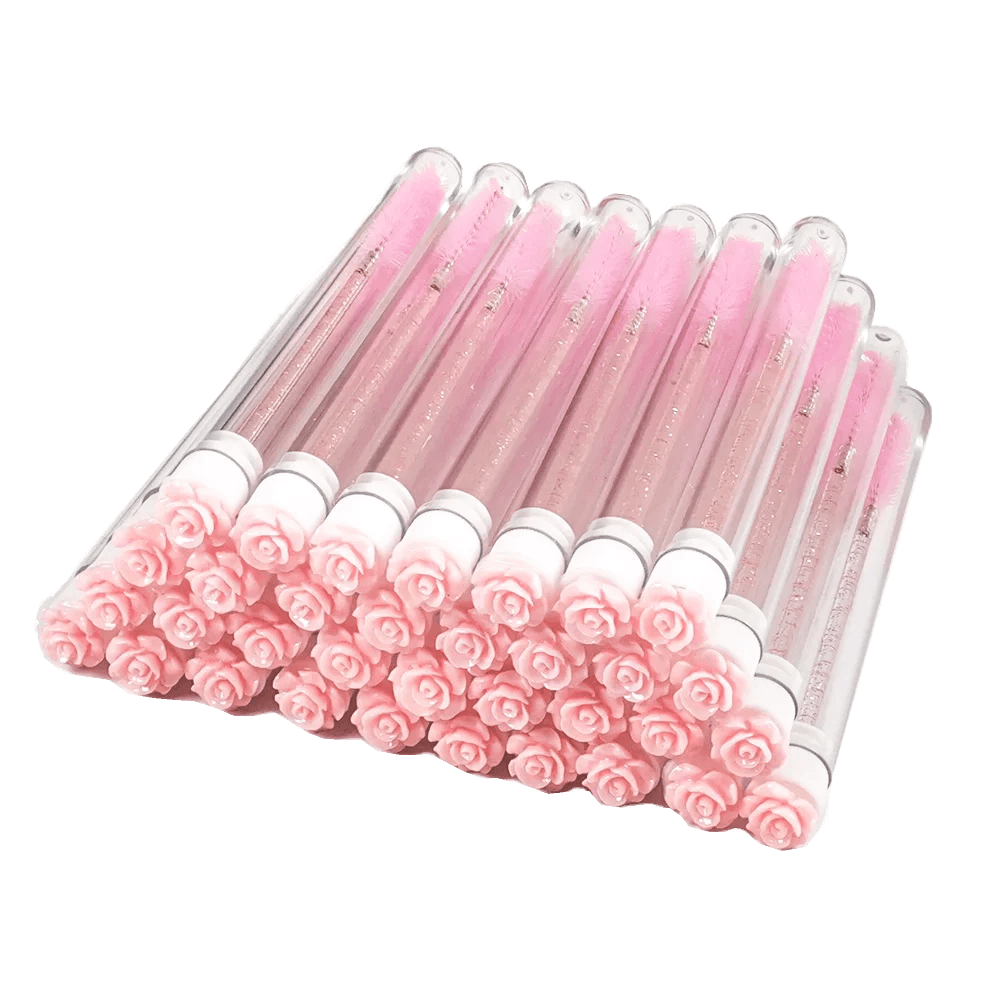 image-50pcs Reusable Eyelash Brush Tube Eyelash Wands Eyebrow Brush Replaceable Dust-proof Sparkling Broken Diamond Bottom LAUKISS