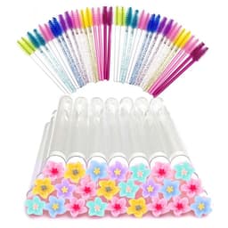 image-50pcs Reusable Eyelash Brush Tube Eyelash Wands Eyebrow Brush Replaceable Dust-proof Sparkling Broken Diamond Bottom LAUKISS