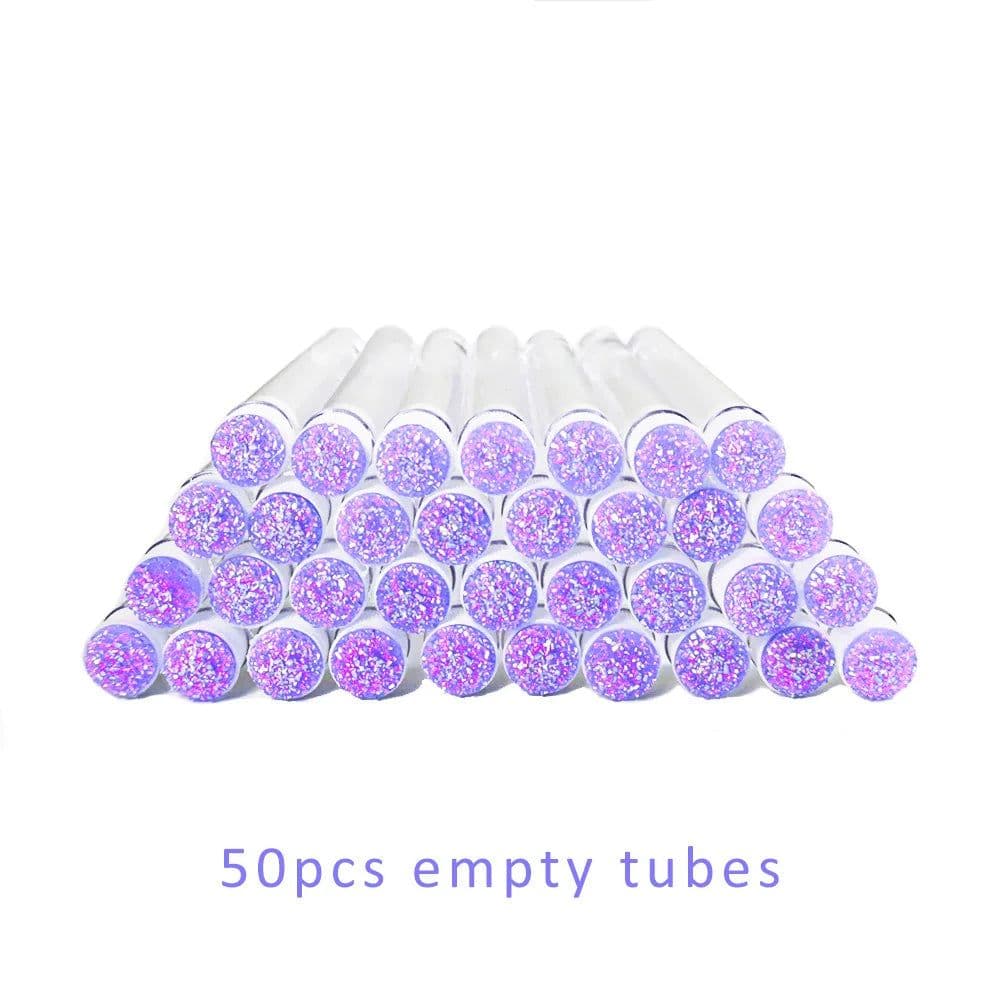 image-50pcs Reusable Eyelash Brush Tube Eyelash Wands Eyebrow Brush Replaceable Dust-proof Sparkling Broken Diamond Bottom LAUKISS