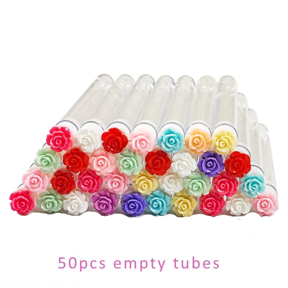image-50pcs Reusable Eyelash Brush Tube Eyelash Wands Eyebrow Brush Replaceable Dust-proof Sparkling Broken Diamond Bottom LAUKISS