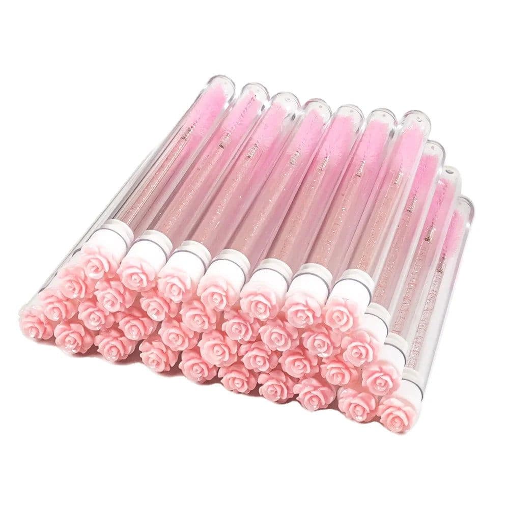 image-50pcs Reusable Eyelash Brush Tube Eyelash Wands Eyebrow Brush Replaceable Dust-proof Sparkling Broken Diamond Bottom LAUKISS