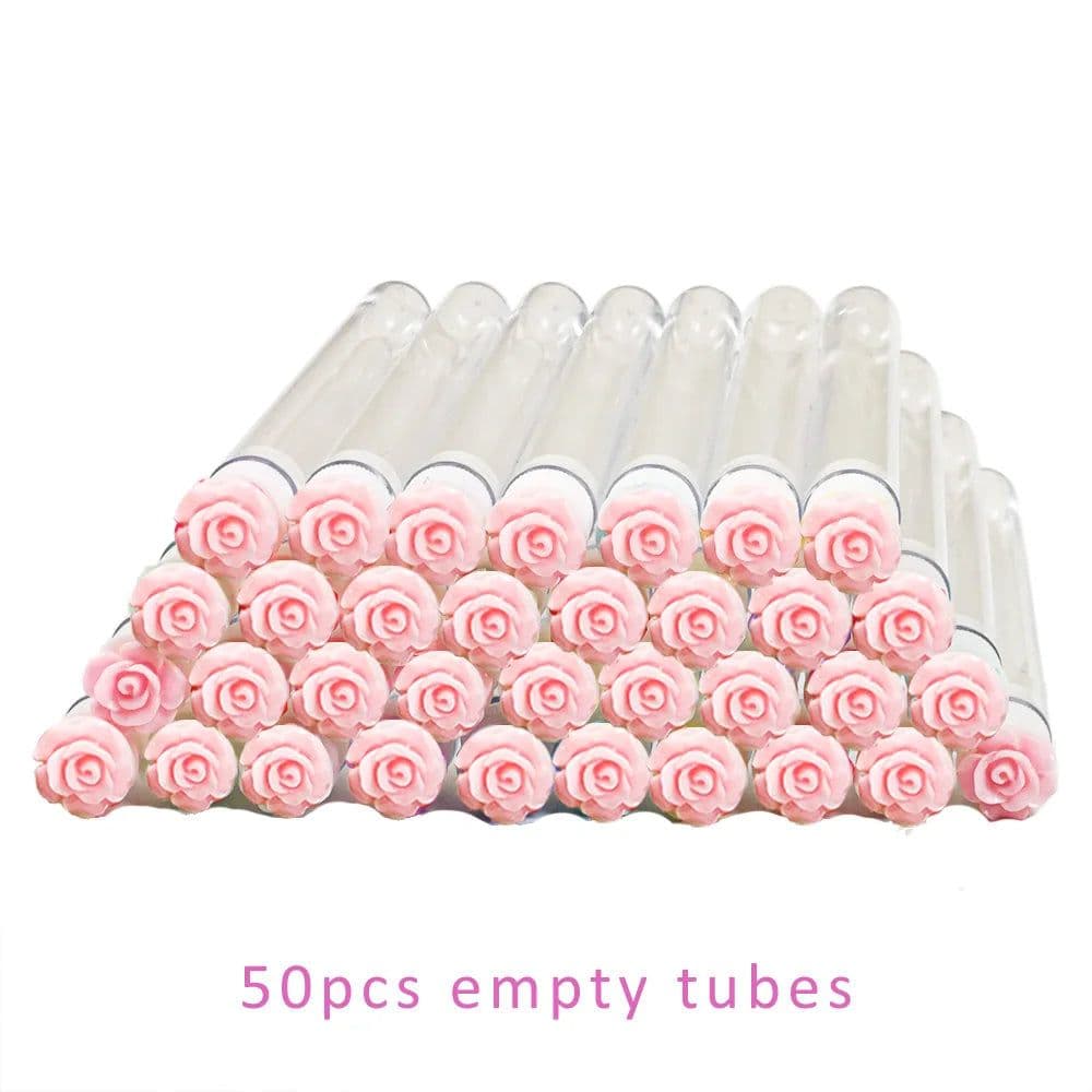 image-50pcs Reusable Eyelash Brush Tube Eyelash Wands Eyebrow Brush Replaceable Dust-proof Sparkling Broken Diamond Bottom LAUKISS