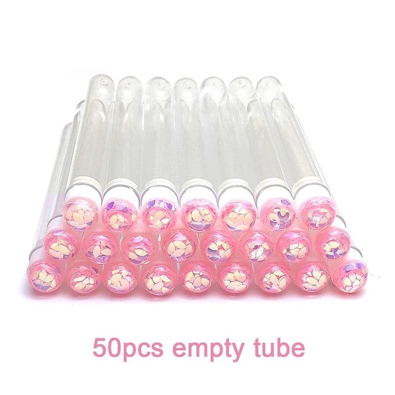 image-50pcs Reusable Eyelash Brush Tube Eyelash Wands Eyebrow Brush Replaceable Dust-proof Sparkling Broken Diamond Bottom LAUKISS