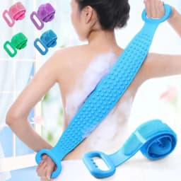 image-Body Scrubber Silicone Bath Brushes Shower Exfoliating Brush Belt Back Scrub Body Cleaner Cleaning Strap Bathroom Accessories