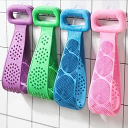 image-Body Scrubber Silicone Bath Brushes Shower Exfoliating Brush Belt Back Scrub Body Cleaner Cleaning Strap Bathroom Accessories