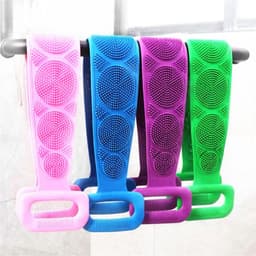 image-Body Scrubber Silicone Bath Brushes Shower Exfoliating Brush Belt Back Scrub Body Cleaner Cleaning Strap Bathroom Accessories