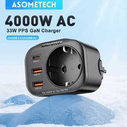 image-ASOMETECH 33W GaN Charger PPS PD USB C Charger Wall Socket With 4000W AC Outlets Power Strip Quick Charger For iPhone 14 Samsung