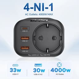 image-ASOMETECH 33W GaN Charger PPS PD USB C Charger Wall Socket With 4000W AC Outlets Power Strip Quick Charger For iPhone 14 Samsung