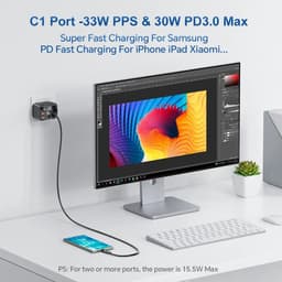 image-ASOMETECH 33W GaN Charger PPS PD USB C Charger Wall Socket With 4000W AC Outlets Power Strip Quick Charger For iPhone 14 Samsung
