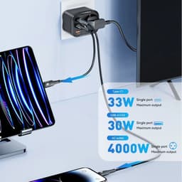 image-ASOMETECH 33W GaN Charger PPS PD USB C Charger Wall Socket With 4000W AC Outlets Power Strip Quick Charger For iPhone 14 Samsung