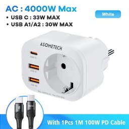 image-ASOMETECH 33W GaN Charger PPS PD USB C Charger Wall Socket With 4000W AC Outlets Power Strip Quick Charger For iPhone 14 Samsung