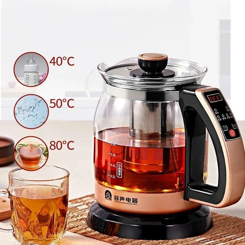 image-220V 1.2L LCD display electric kettle glass teapot multifunction health preserving pot