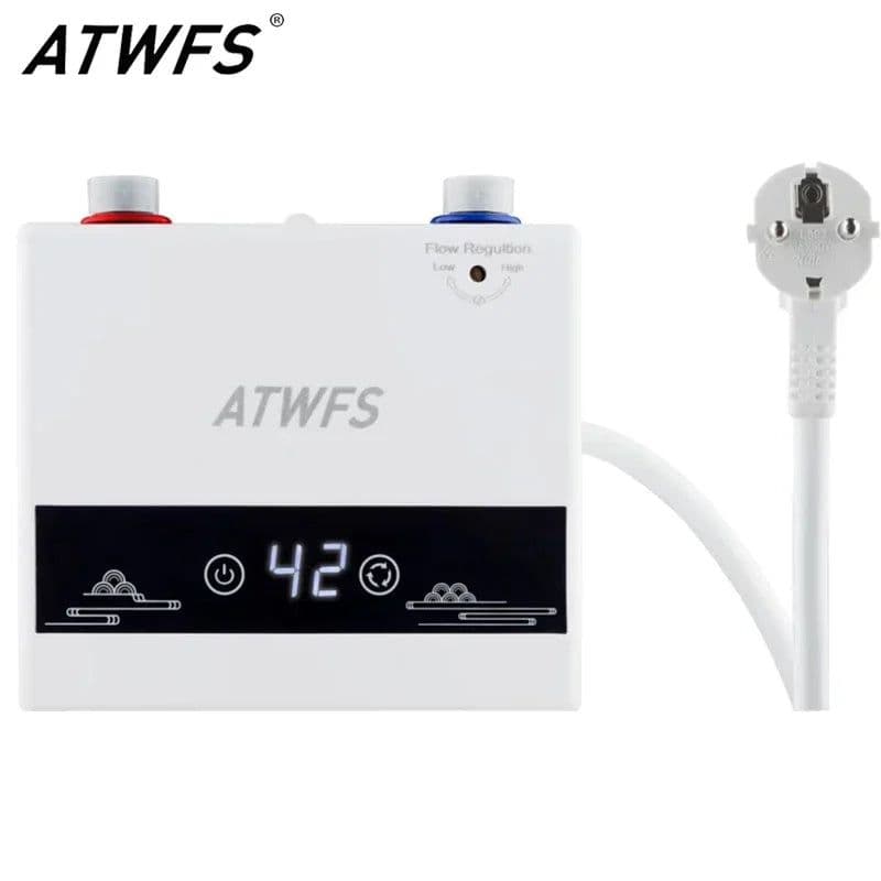 image-ATWFS Instant Water Heater 220V 4000W Portable Electric Heaters for Bathroom Hot Water Shower and Home Kitchen Heating