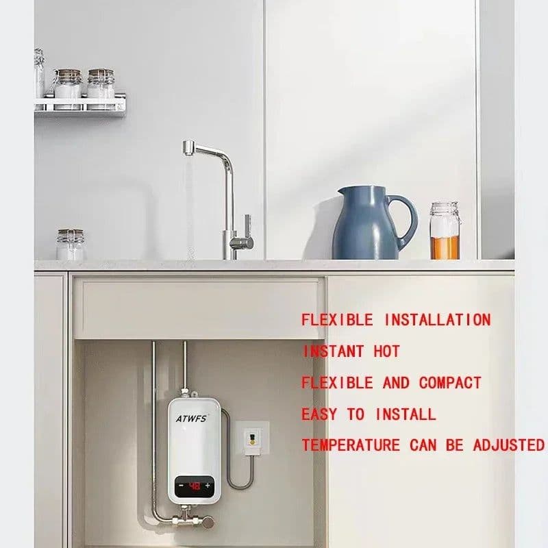 image-ATWFS Instant Water Heater 220V 4000W Portable Electric Heaters for Bathroom Hot Water Shower and Home Kitchen Heating