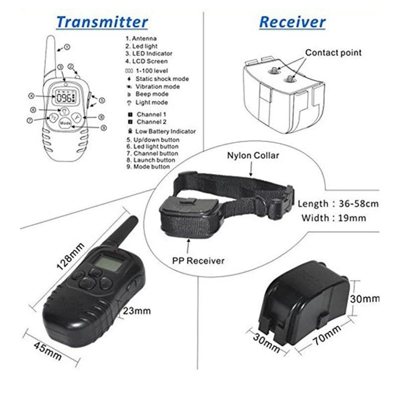 image-300m Remote Rechargeable And Waterproof Electronic Dog Training Collar With LCD Display for Pet Dog Stop Barking Collars 998DR