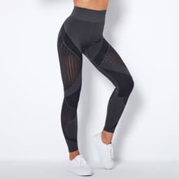 image-Cross-border new seamless knitted quick-drying hollow yoga fitness pants high-waisted hip-lifting tight-fitting sports yoga pants in stock