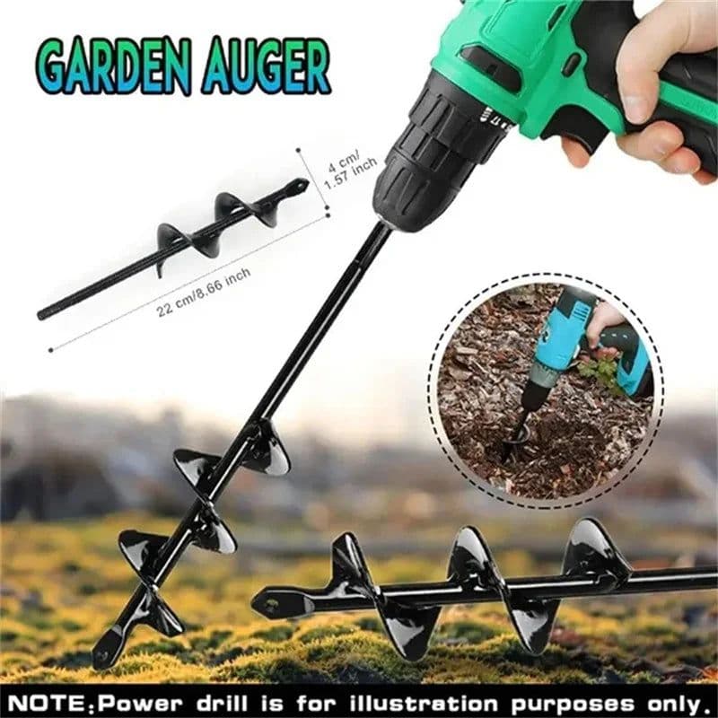 image-8 Sizes Planter Garden Auger Spiral Drill Bit Planting Hole Digger Drill Bit Yard Gardening Short Rod Planting Digger Tool