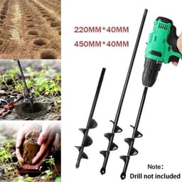 image-8 Sizes Planter Garden Auger Spiral Drill Bit Planting Hole Digger Drill Bit Yard Gardening Short Rod Planting Digger Tool