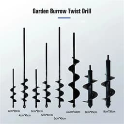 image-8 Sizes Planter Garden Auger Spiral Drill Bit Planting Hole Digger Drill Bit Yard Gardening Short Rod Planting Digger Tool