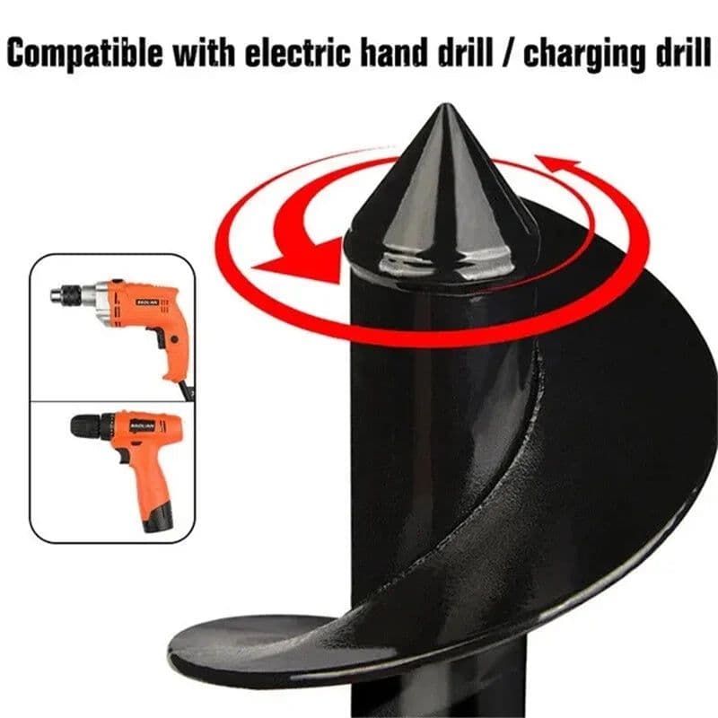 image-8 Sizes Planter Garden Auger Spiral Drill Bit Planting Hole Digger Drill Bit Yard Gardening Short Rod Planting Digger Tool