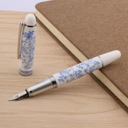 image-Fountain Pen Blue And White Porcelain Flowers Metal Medium Nib Ink Pens for Writing