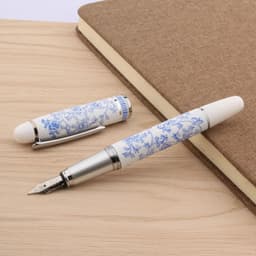 image-Fountain Pen Blue And White Porcelain Flowers Metal Medium Nib Ink Pens for Writing