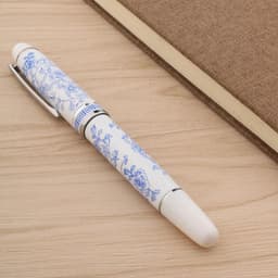 image-Fountain Pen Blue And White Porcelain Flowers Metal Medium Nib Ink Pens for Writing