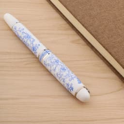 image-Fountain Pen Blue And White Porcelain Flowers Metal Medium Nib Ink Pens for Writing