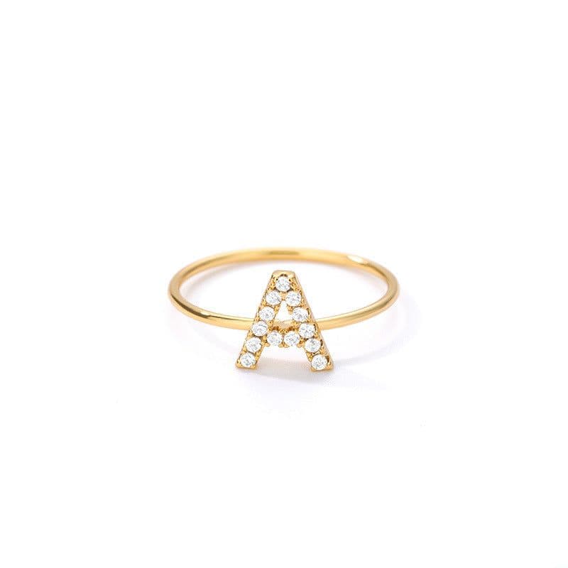 image-Letter ring Z gold plated stainless steel