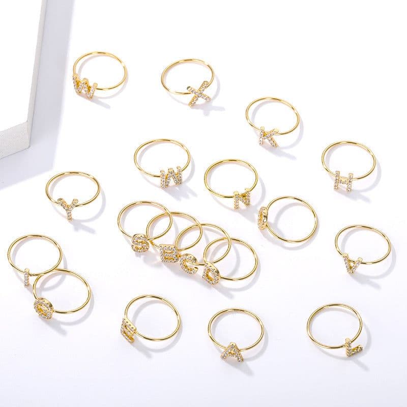 image-Letter ring Z gold plated stainless steel