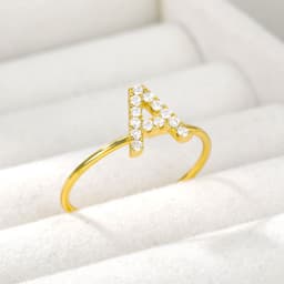 image-Letter ring Z gold plated stainless steel