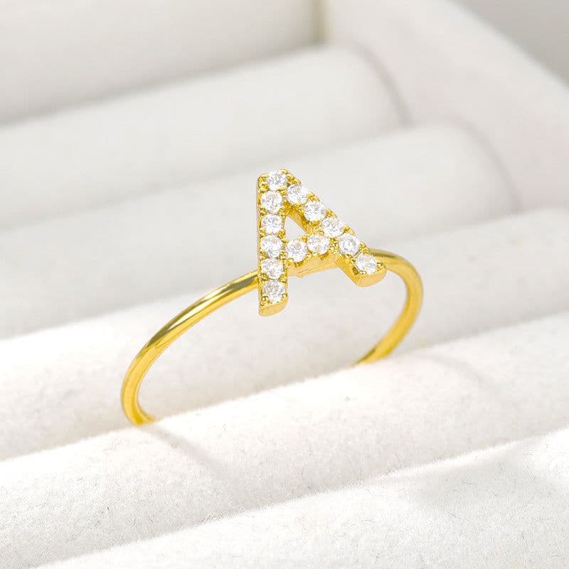 image-Letter ring Z gold plated stainless steel