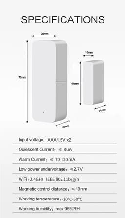 image-Wei Li WL-19DWT WiFi Door Sensor - Smart Alarm