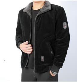 image-Pinjian Yuyi Corduroy Coat - Black, Large, Loose Fit, Winter, 6XL