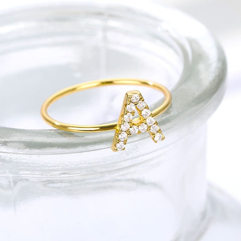 image-Letter ring Z gold plated stainless steel