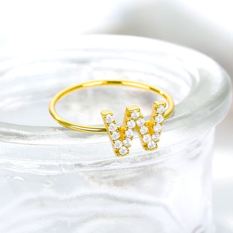 image-Letter ring Z gold plated stainless steel