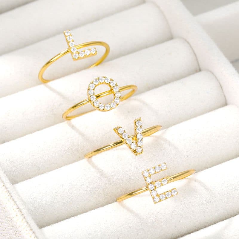 image-Letter ring Z gold plated stainless steel