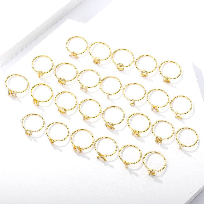 image-Letter ring Z gold plated stainless steel