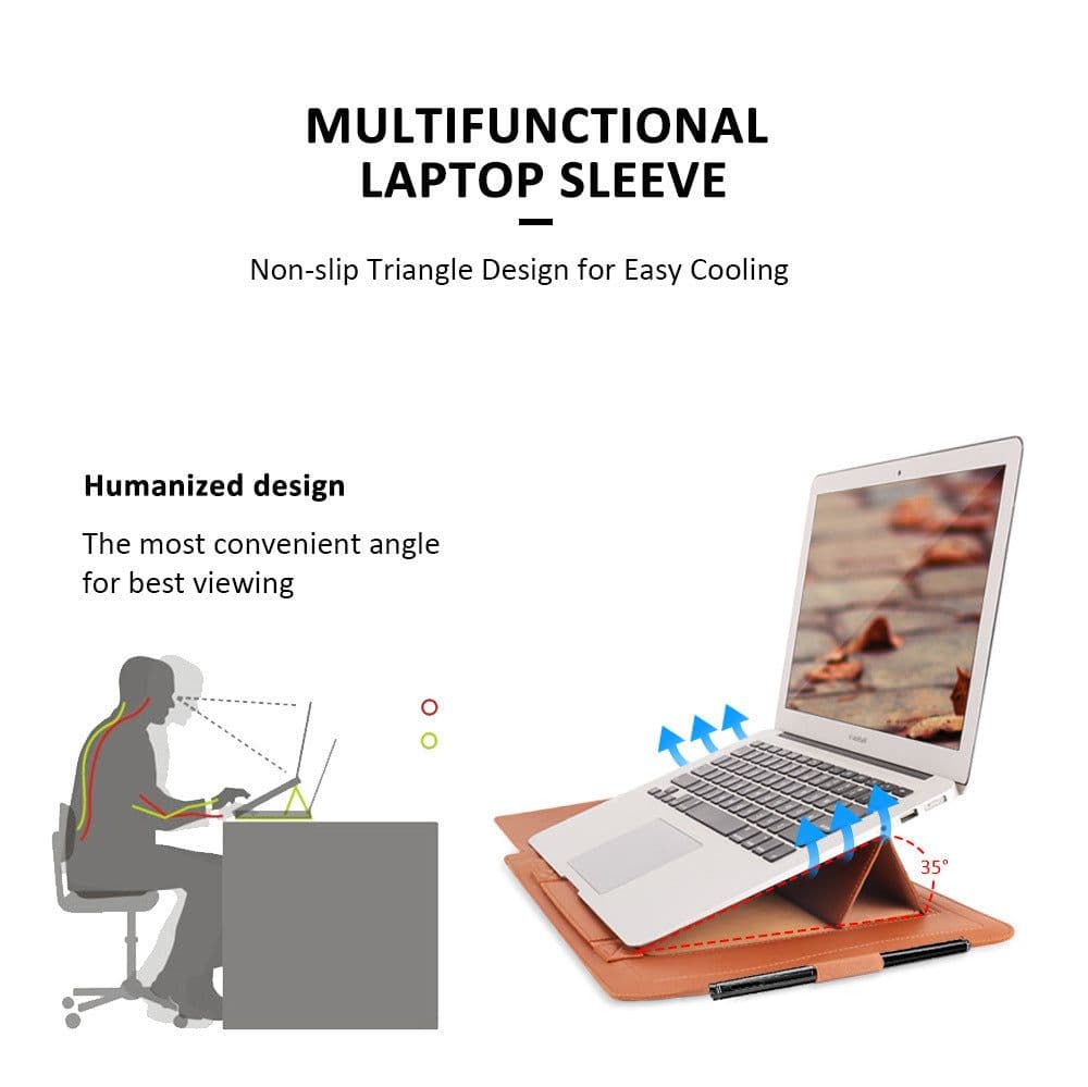image-Ultra-thin waterproof notebook liner bag macbook 13-inch bracket folding pu universal laptop bag