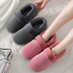 image-Unisex Cotton Slippers - Thick Sole Winter Warm