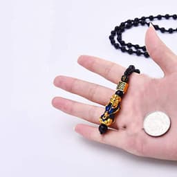 image-Cross-border Explosive Pixiu Necklace for Men and Women Imitation Obsidian Lucky Pixiu Buddha Bead Jewelry Pendant Pixiu Keychain