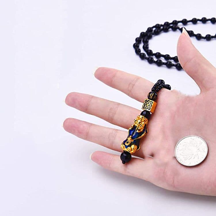 image-Cross-border Explosive Pixiu Necklace for Men and Women Imitation Obsidian Lucky Pixiu Buddha Bead Jewelry Pendant Pixiu Keychain