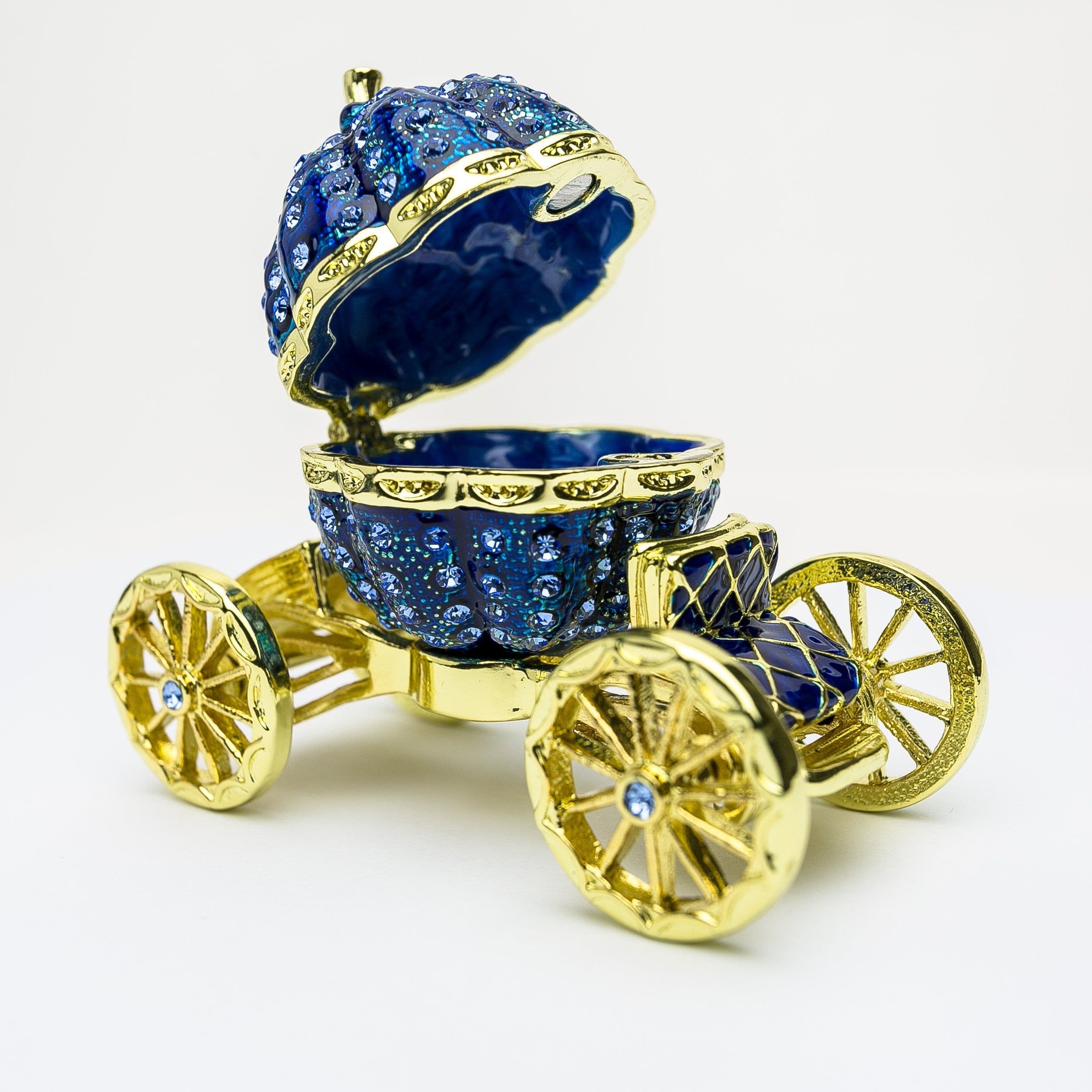image-Royal Blue Faberge Pumpkin on Carriage