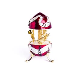 image-Red Musical Carousel with Music Instruments Violin Saxophone Trumpet