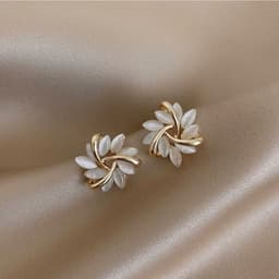image-Elegant and Exquisite Opal Petal Circle Stud Earrings For Woman 2021