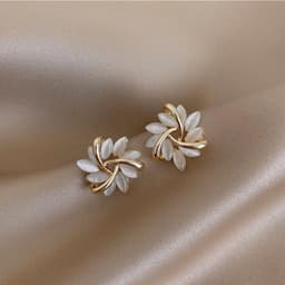 image-Elegant and Exquisite Opal Petal Circle Stud Earrings For Woman 2021